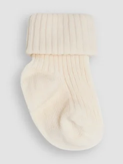Sokken*Jojo Maman Bébé - Baby Geribbelde Sokken 3 Pak Ecru-crème