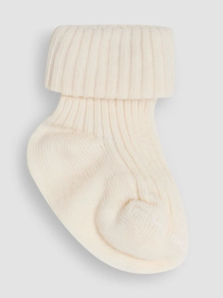 Sokken*Jojo Maman Bébé - Baby Geribbelde Sokken 3 Pak Ecru-crème