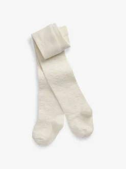 Sokken En Panty's|Sokken En Panty's*Next - Katoenrijke maillots met hartjes en textuur Ecru-crème
