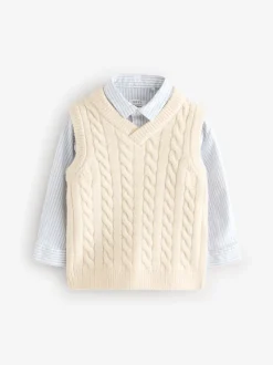 Gelegenheidskleding|Sets En Outfits|Next Ecru-crème - Set van gebreid hemd en overhemd (3mnd -7jr)