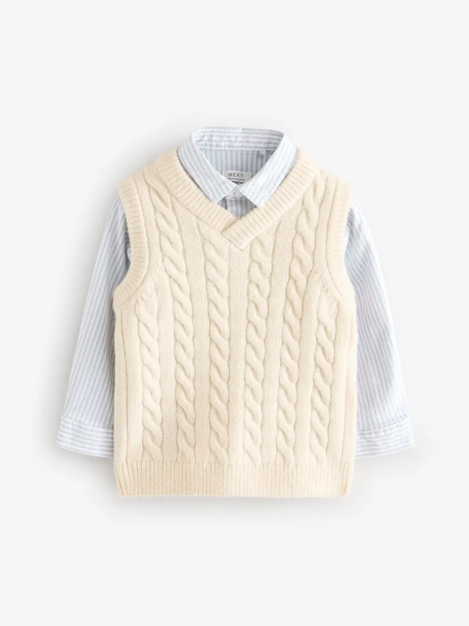 Gelegenheidskleding|Sets En Outfits|Next Ecru-crème - Set van gebreid hemd en overhemd (3mnd -7jr)