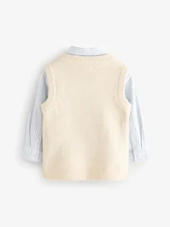Gelegenheidskleding|Sets En Outfits|Next Ecru-crème - Set van gebreid hemd en overhemd (3mnd -7jr)