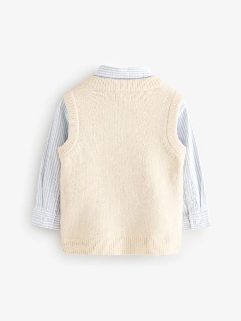 Gelegenheidskleding|Sets En Outfits|Next Ecru-crème - Set van gebreid hemd en overhemd (3mnd -7jr)