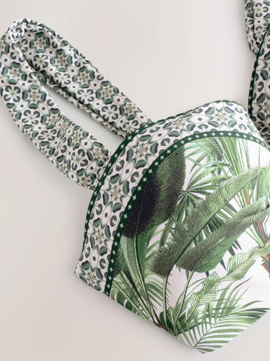 Badkleding*Next Ecru/Groene Palm - Bandeaubikinitop met beugel