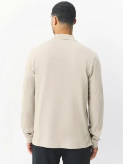 Poloshirts|T-Shirts En Hemden*Next Ecru/Havermout - Normale Pasvorm - Piqué polo met lange mouwen
