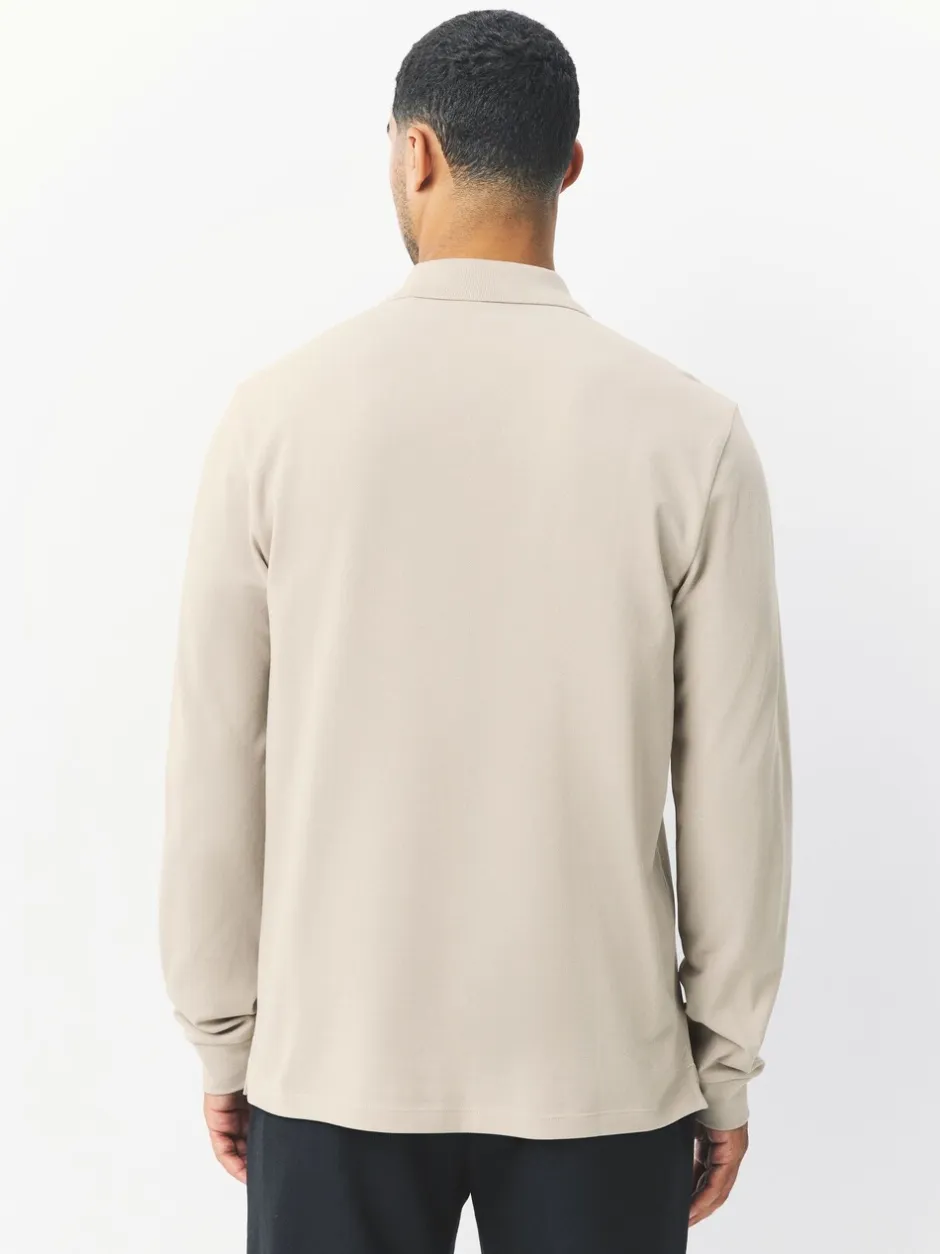 Poloshirts|T-Shirts En Hemden*Next Ecru/Havermout - Normale Pasvorm - Piqué polo met lange mouwen
