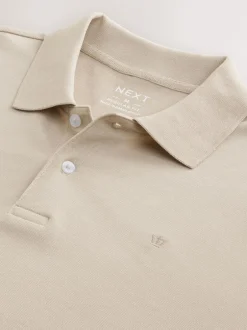 Poloshirts|T-Shirts En Hemden*Next Ecru/Havermout - Normale Pasvorm - Piqué polo met lange mouwen