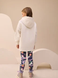 Sets En Outfits|Sweaters En Hoody´S*Next - Set van hoodie en legging met grafische print (3-16jr) Ecru/marineblauw met eenhoorn