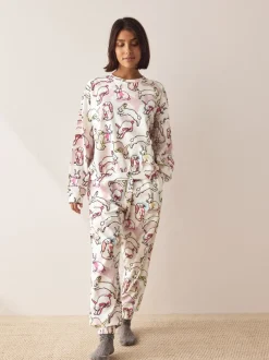 Pyjama's|Next - Pyjama met lange mouwen Ecru/Pink Bunny