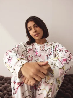 Pyjama's|Next - Pyjama met lange mouwen Ecru/Pink Bunny