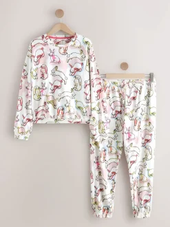 Pyjama's|Next - Pyjama met lange mouwen Ecru/Pink Bunny