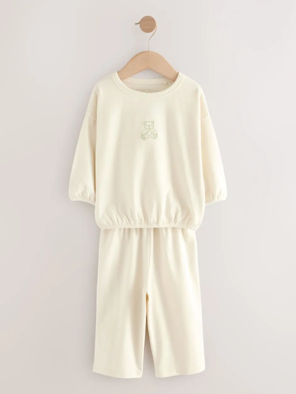 Nachtkleding En Pyjama's|Pyjama's|Next Ecru/Pink Slogan Print - Verpakking van 3 pyjama's met wijde pijpen (9mnd-10jr)