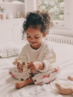 Nachtkleding En Pyjama's|Pyjama's*Next - Behaaglijke fleece pyjama (9 mnd-10 jr) Ecru/roze ballerina