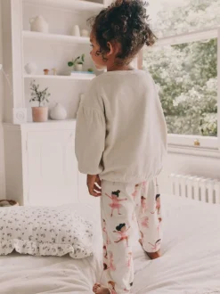 Nachtkleding En Pyjama's|Pyjama's*Next - Behaaglijke fleece pyjama (9 mnd-10 jr) Ecru/roze ballerina