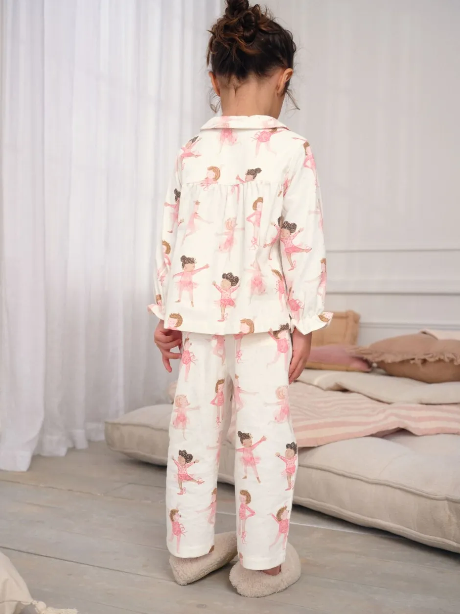 Nachtkleding En Pyjama's|Pyjama's*Next - Geweven pyjama met knopen (9 mnd-10 jr) Ecru/roze ballerina