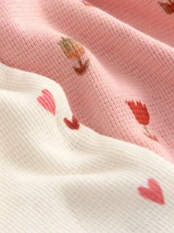Nachtkleding En Pyjama's|Pyjama's|Next Ecru/Roze Harten - Set van 2 wafelpyjama's (9mnd-12jr)