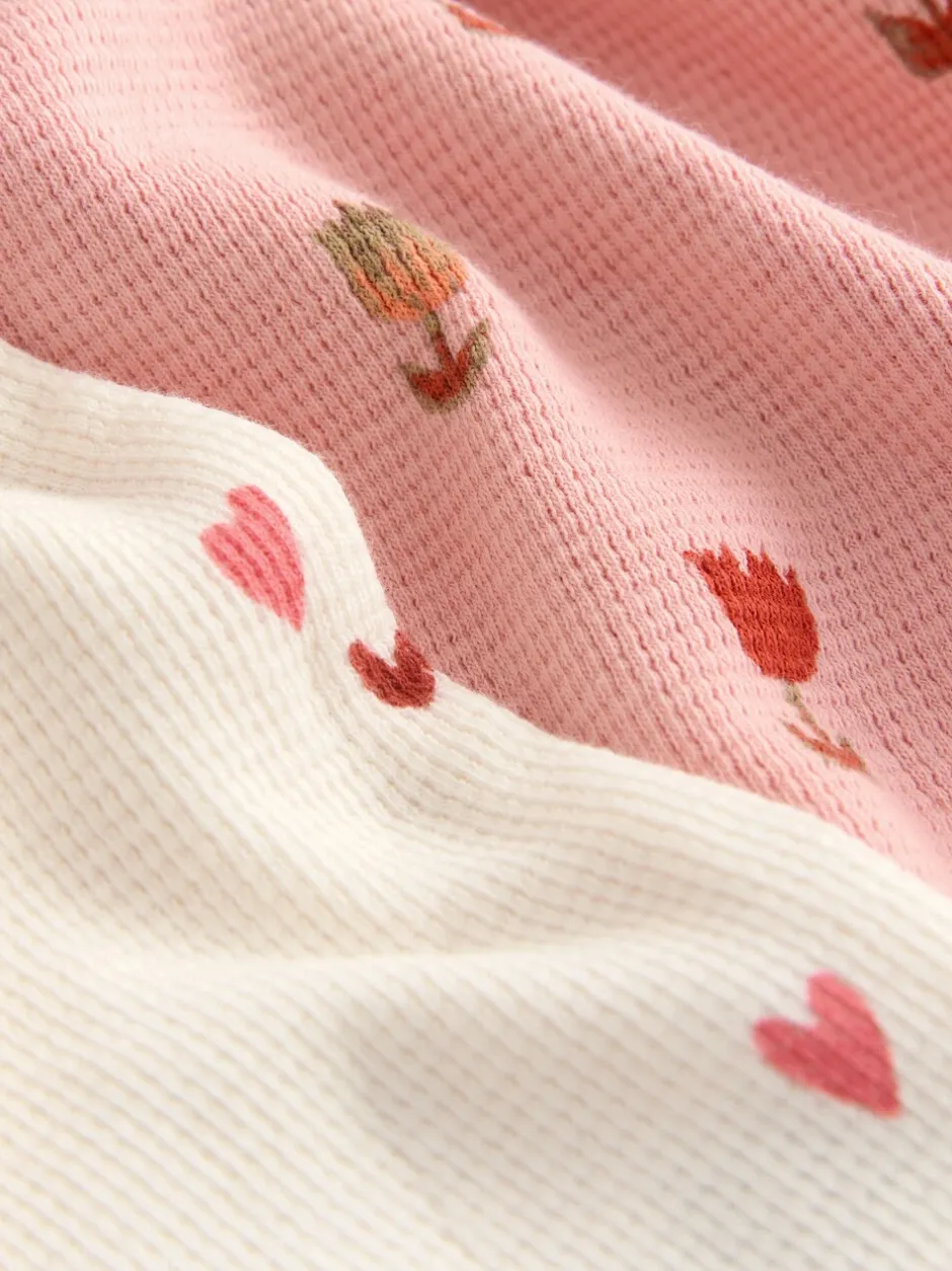 Nachtkleding En Pyjama's|Pyjama's|Next Ecru/Roze Harten - Set van 2 wafelpyjama's (9mnd-12jr)