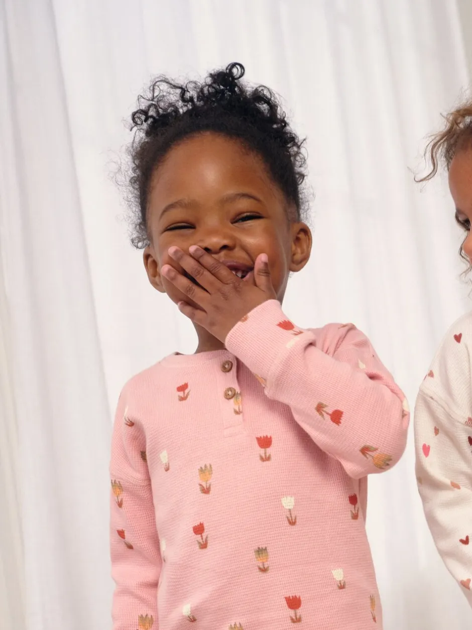 Nachtkleding En Pyjama's|Pyjama's|Next Ecru/Roze Harten - Set van 2 wafelpyjama's (9mnd-12jr)