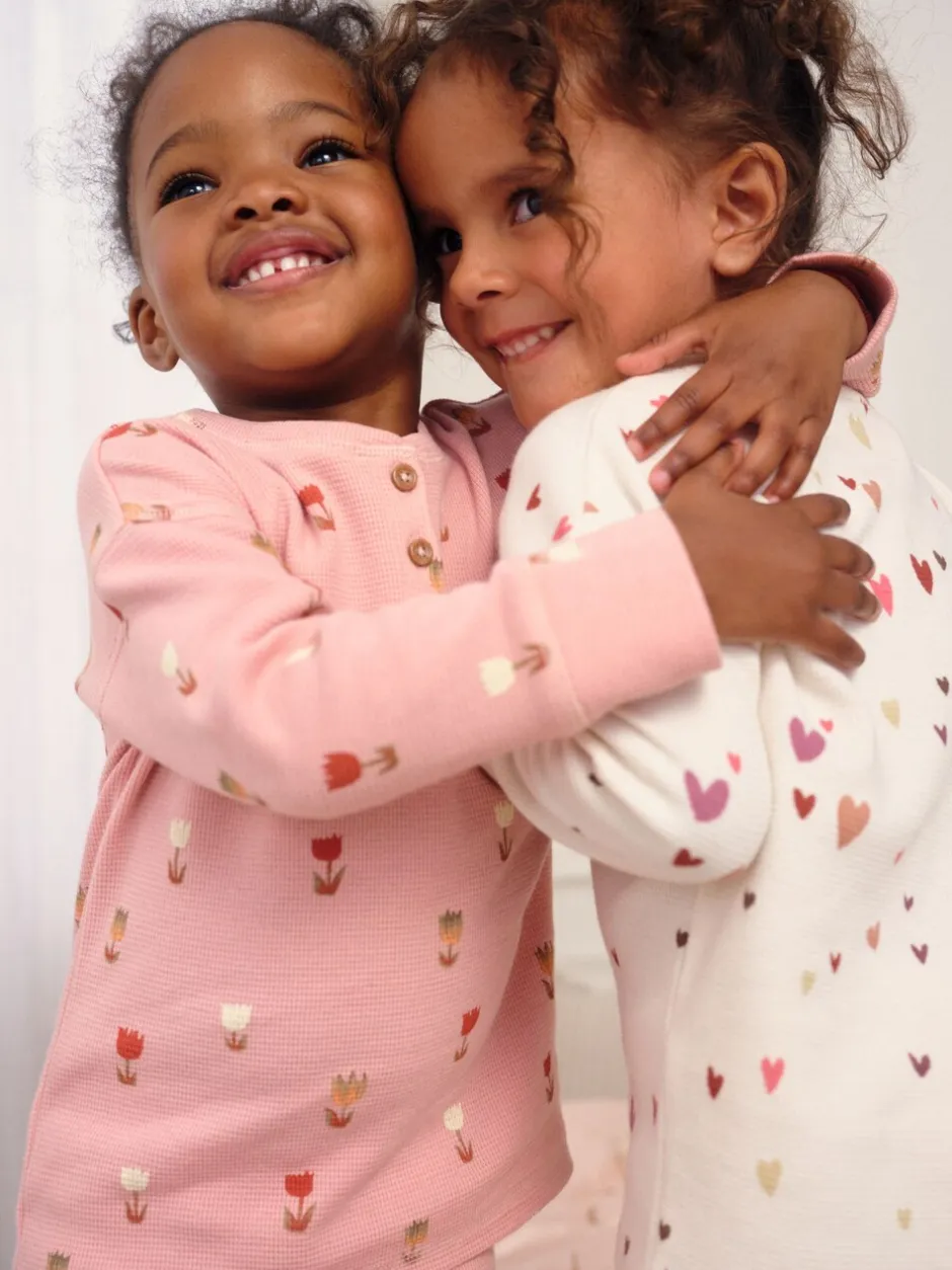 Nachtkleding En Pyjama's|Pyjama's|Next Ecru/Roze Harten - Set van 2 wafelpyjama's (9mnd-12jr)