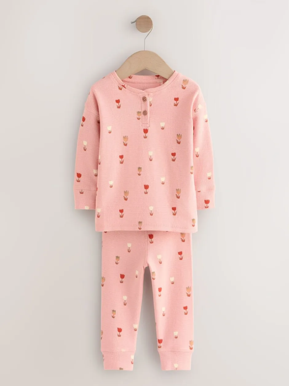 Nachtkleding En Pyjama's|Pyjama's|Next Ecru/Roze Harten - Set van 2 wafelpyjama's (9mnd-12jr)