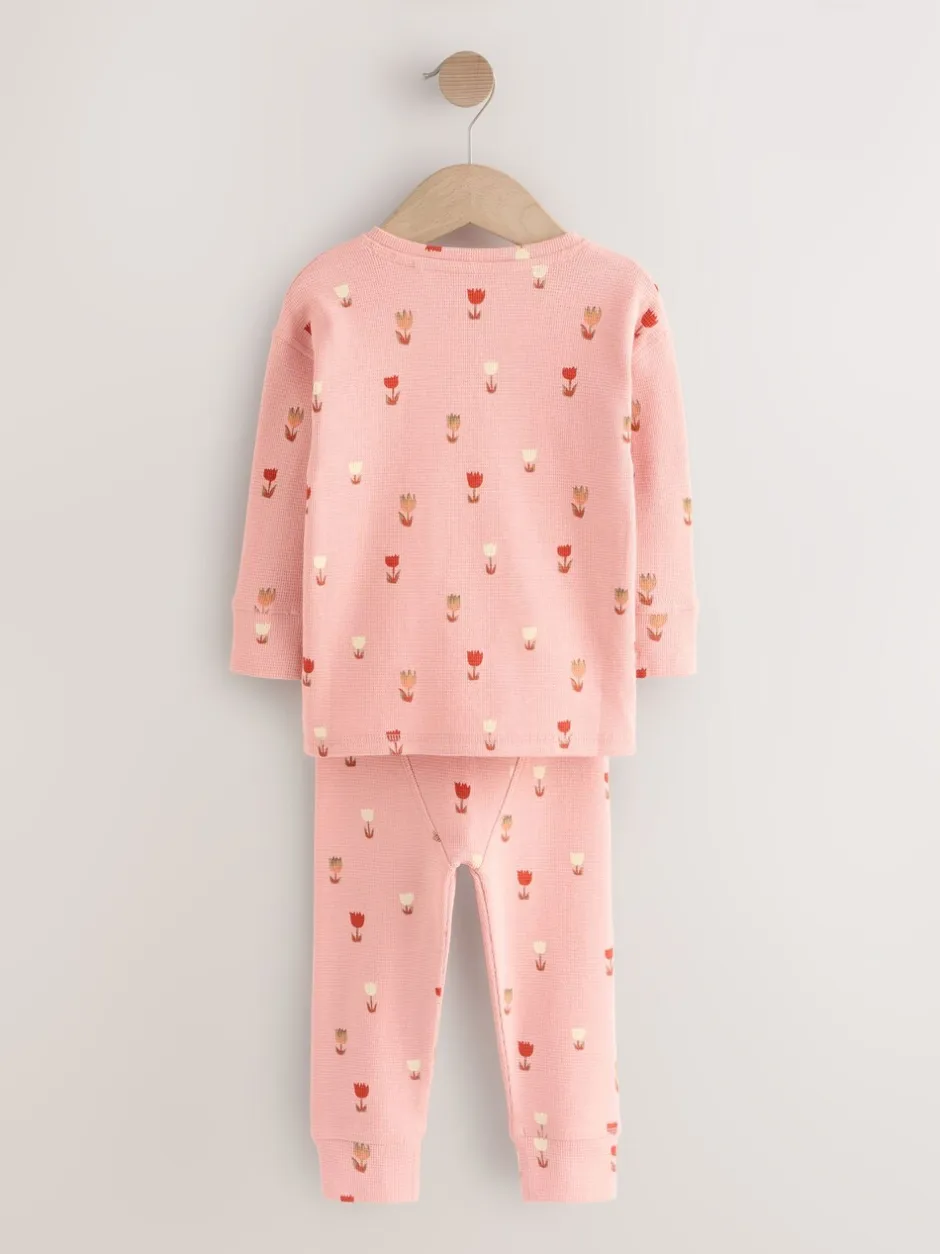 Nachtkleding En Pyjama's|Pyjama's|Next Ecru/Roze Harten - Set van 2 wafelpyjama's (9mnd-12jr)