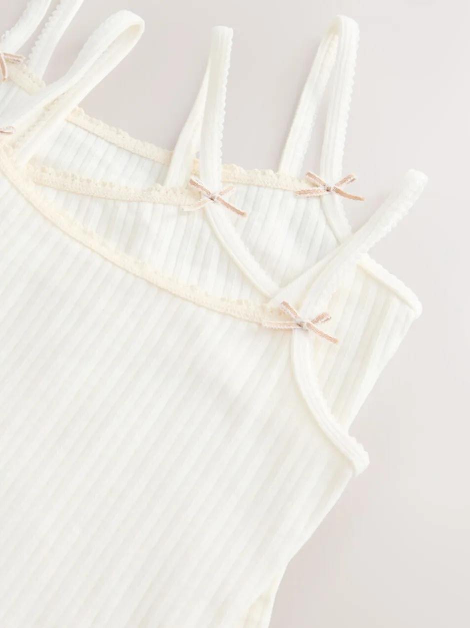 Alle Ondergoed|Tops|Next - Set van 3 camihemdjes met textuur en bandjes (1,5-16jr) Ecru/roze streep