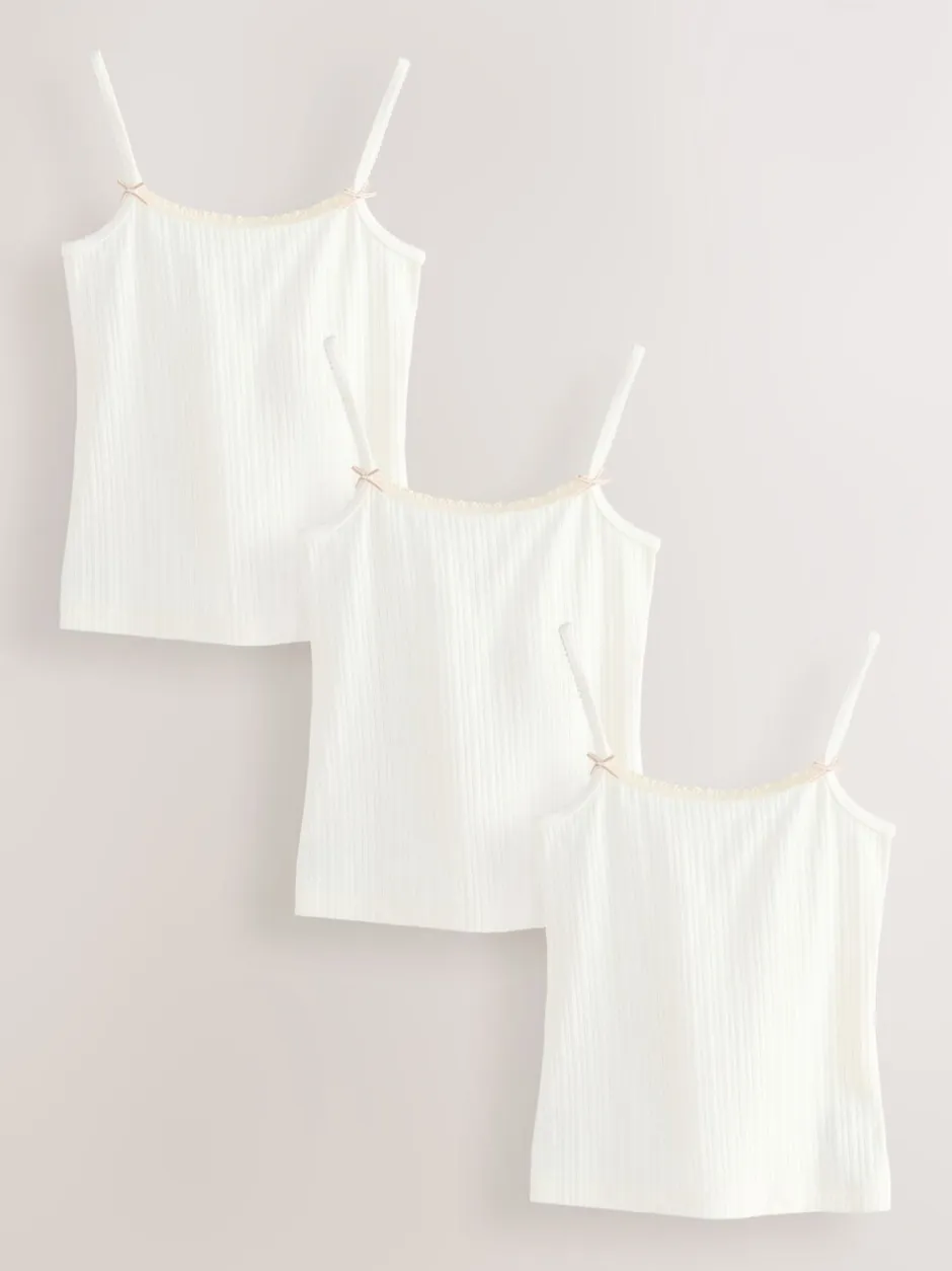 Alle Ondergoed|Tops|Next - Set van 3 camihemdjes met textuur en bandjes (1,5-16jr) Ecru/roze streep