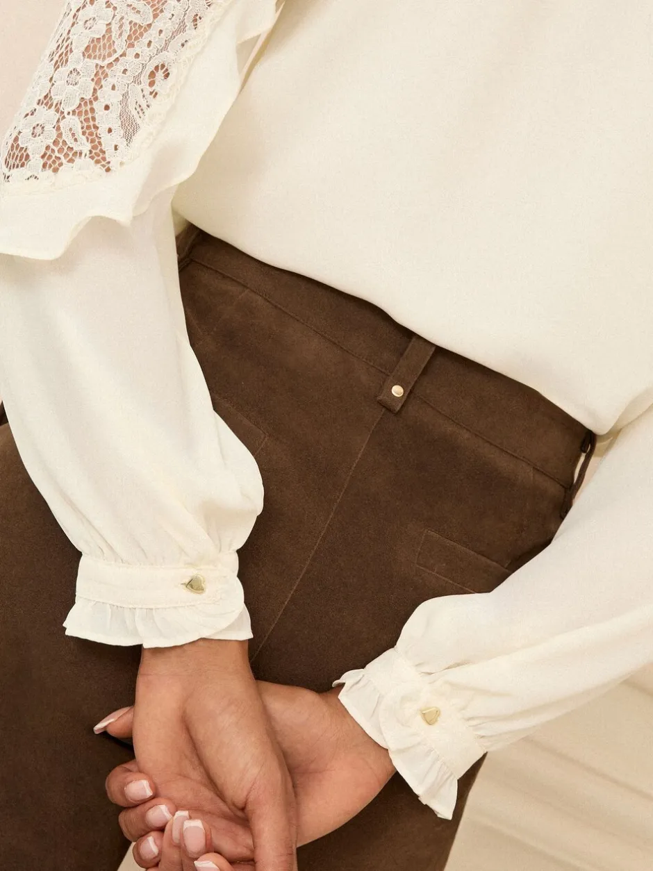 Gelegenheidskleding|Blouses En Overhemden*Love & Roses - Crew Neck Lace Yoke Long Sleeve Blouse Ecruwit