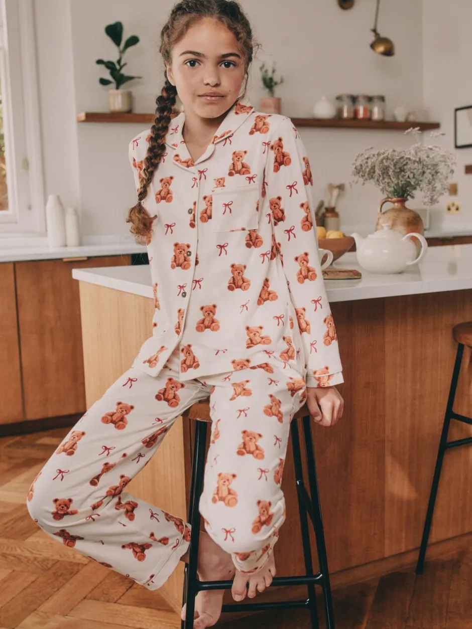 Nachtkleding En Pyjama's|Pyjama's*Next - Pyjama met knoopsluiting (3-16jr) Ecru-wit met berenprint