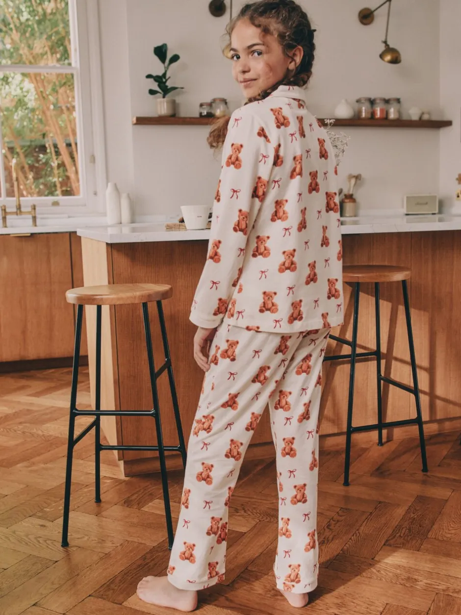 Nachtkleding En Pyjama's|Pyjama's*Next - Pyjama met knoopsluiting (3-16jr) Ecru-wit met berenprint