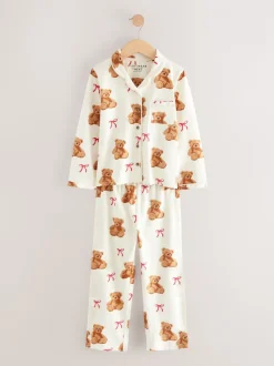 Nachtkleding En Pyjama's|Pyjama's*Next - Pyjama met knoopsluiting (3-16jr) Ecru-wit met berenprint
