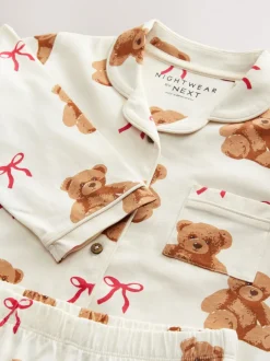 Nachtkleding En Pyjama's|Pyjama's*Next - Pyjama met knoopsluiting (3-16jr) Ecru-wit met berenprint
