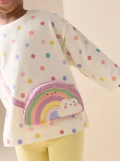 Tops|Next Ecru-wit met regenboog - Long Sleeve Bag Top (3mths-7yrs)
