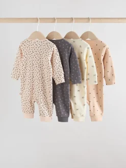 Babypakjes En Babypyjama's|Next - Verpakking van 4 Baby pyjama's met tweewegrits en Print (0mnd -3jr) Eenkleurig luipaard en kers