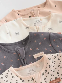 Babypakjes En Babypyjama's|Next - Verpakking van 4 Baby pyjama's met tweewegrits en Print (0mnd -3jr) Eenkleurig luipaard en kers