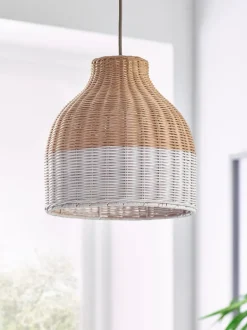 Lampenkappen|Verlichting*Next Eenvoudig te bevestigen lichte beschilderde rotan geweven lampenkap