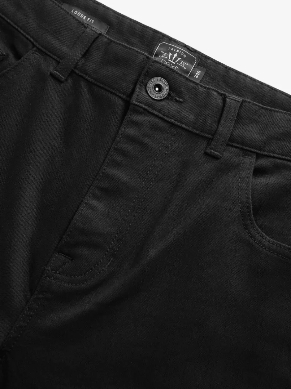 Jeans|Next Effen zwart - Klassieke stretchy Jeans met relaxed fit