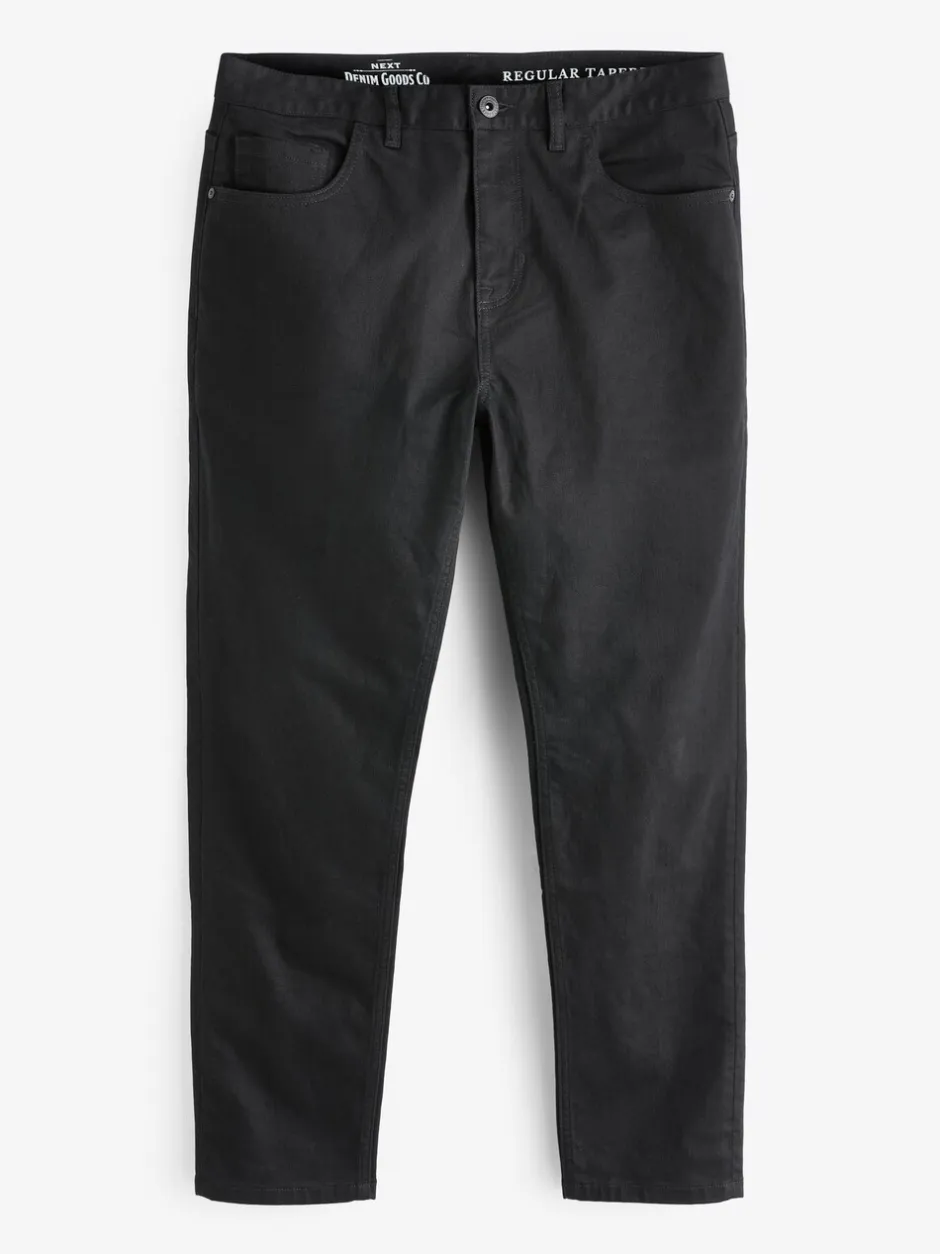 Jeans|Next Effen zwart - Klassieke stretchjeans met standaard taps toelopende pasvorm