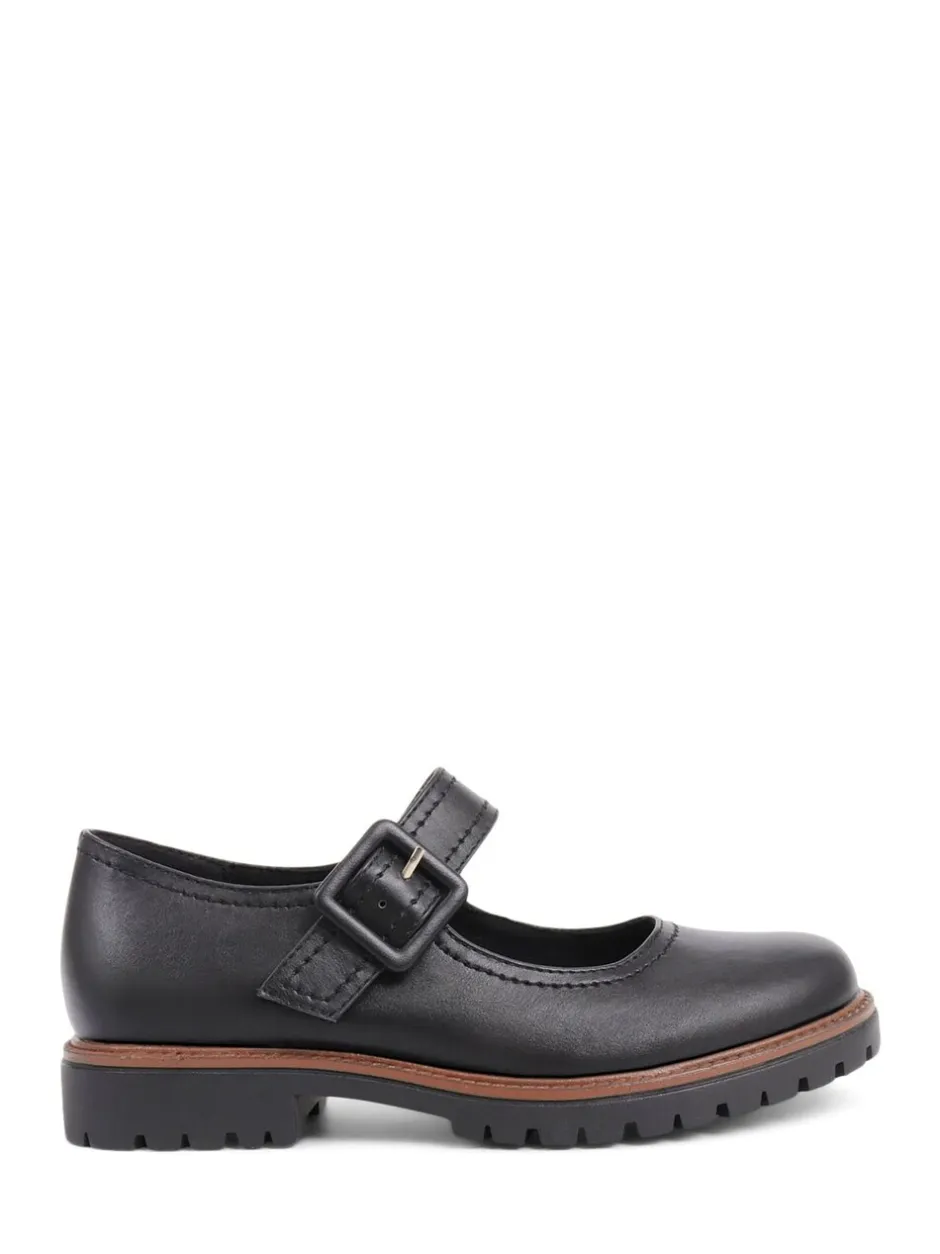Lage Schoenen|Pavers - Mary Jane Buckle Shoes with Chunky Sole Effen zwart