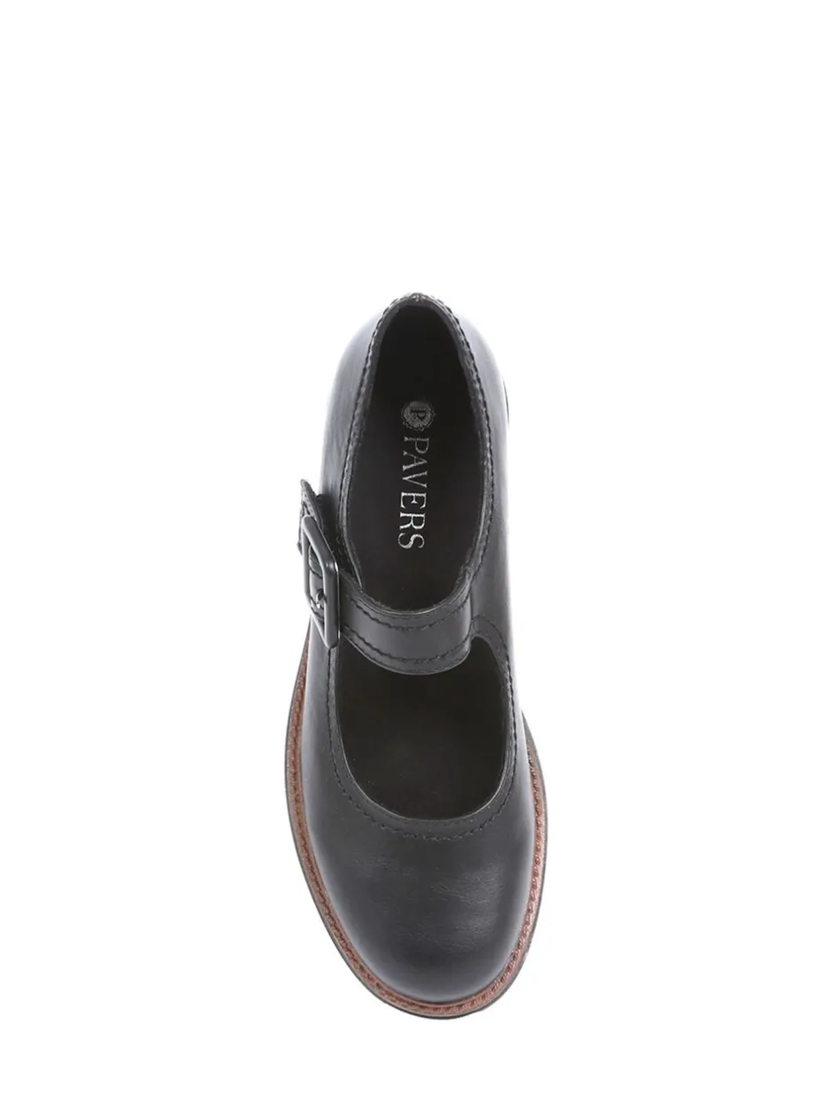 Lage Schoenen|Pavers - Mary Jane Buckle Shoes with Chunky Sole Effen zwart