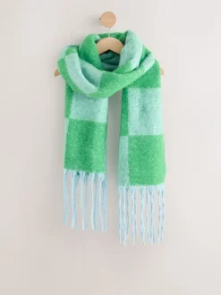 Mutsen, Handschoenen En Sjaals|Eleanor Bowmer Blue and Green Check Scarf