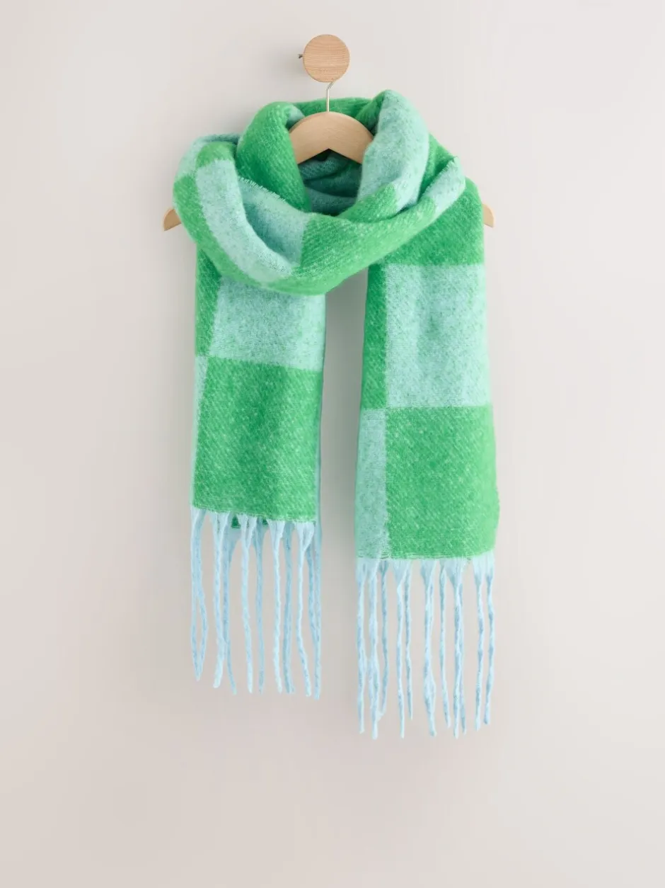 Mutsen, Handschoenen En Sjaals|Eleanor Bowmer Blue and Green Check Scarf