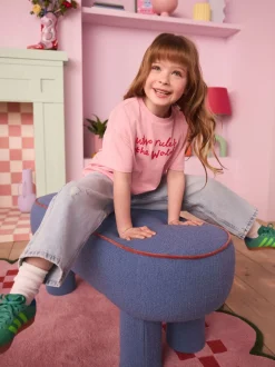 T-Shirts|Eleanor Bowmer roze 'Who Rules the World' 100% katoenen T-shirt voor kinderen