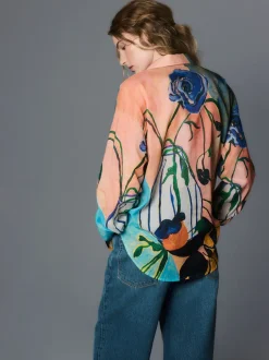 Blouses En Overhemden|Tops En T-Shirts*Next Elizabeth Power Artist Print - Ruimvallend lichtgewicht katoenen overhemd met lange mouwen