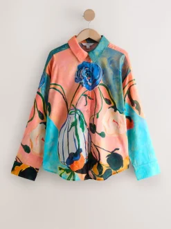 Blouses En Overhemden|Tops En T-Shirts*Next Elizabeth Power Artist Print - Ruimvallend lichtgewicht katoenen overhemd met lange mouwen