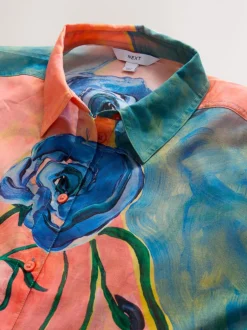 Blouses En Overhemden|Tops En T-Shirts*Next Elizabeth Power Artist Print - Ruimvallend lichtgewicht katoenen overhemd met lange mouwen