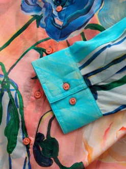 Blouses En Overhemden|Tops En T-Shirts*Next Elizabeth Power Artist Print - Ruimvallend lichtgewicht katoenen overhemd met lange mouwen