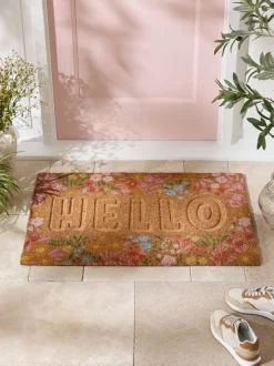 Deurmatten|Vloerkleden En Lopers|Next Embossed Floral Coir Doormat