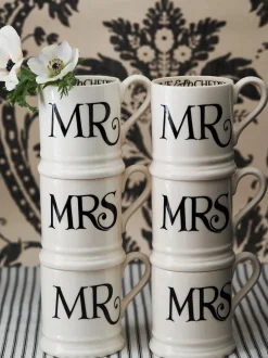 Mokken En Koppen*Emma Bridgewater Set of 2 Black Toast Mr & Mr 1/2 Pint Mugs Boxed