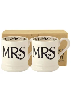 Mokken En Koppen*Emma Bridgewater Set of 2 Toast Mrs & Mrs 1/2 Pint Mugs Boxed